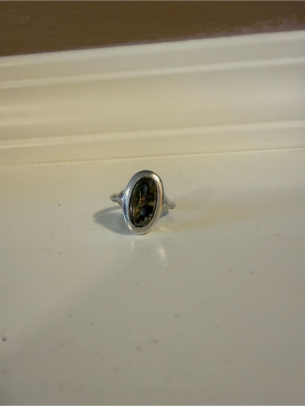 Silver Tone Ring with Interior Adjustment Clip Size 6